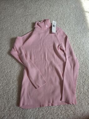 Ralph Lauren Pink Ribbed Long-Sleeve Turtleneck